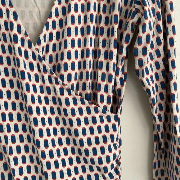 Boden Womens Faux Wrap 3/4 Sleeve Blouse Top Size 10 Multicolor Stretch Business - Picture 3 of 11